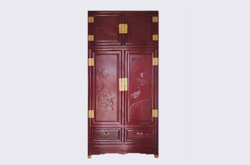 昌都高端中式家居装修深红色纯实木衣柜