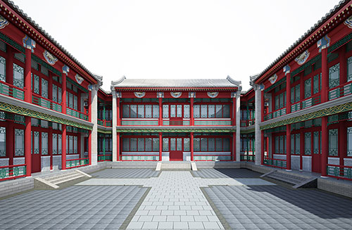 昌都北京四合院设计古建筑鸟瞰图展示
